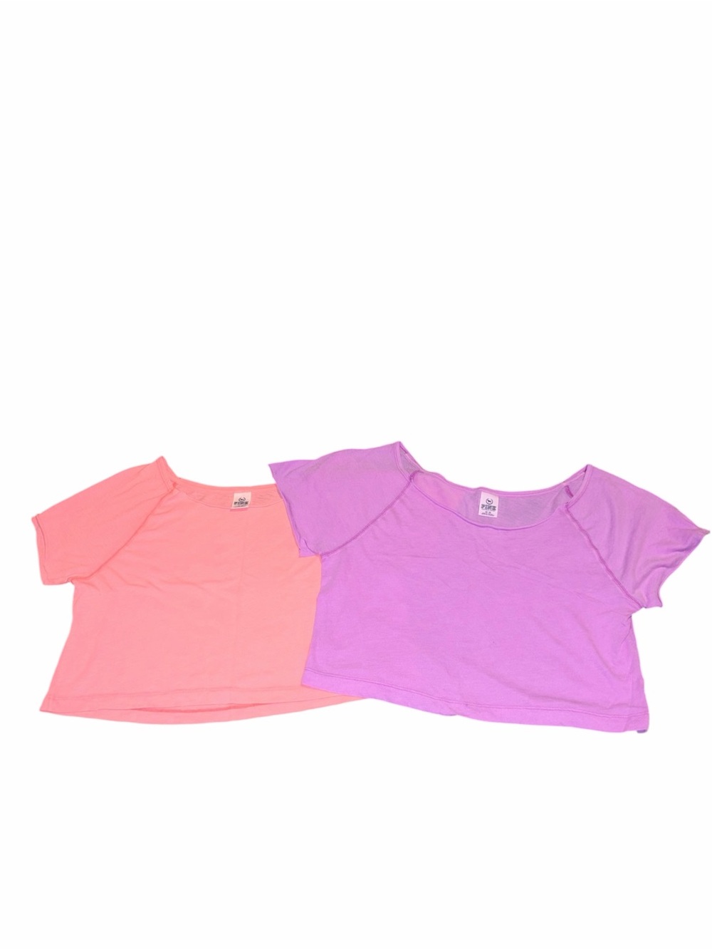 Y2K PINK Victoria's Secret Neon Pink Lavender Short Sleeve Crop Top Duo Medium